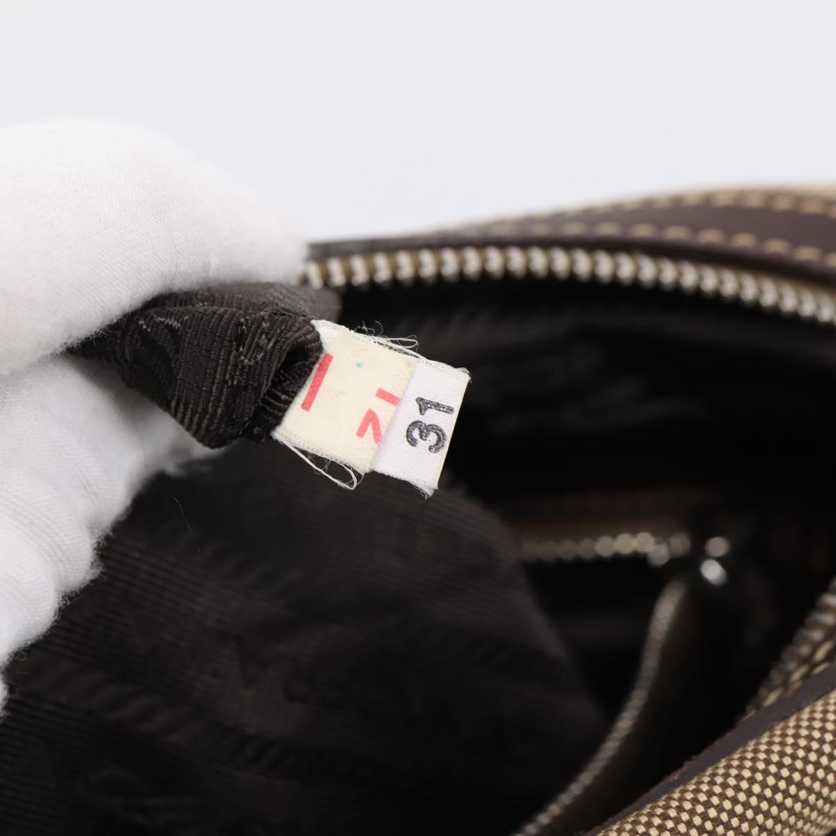 PRADA Shoulder Bag Canvas Brown Silver Auth mr2938