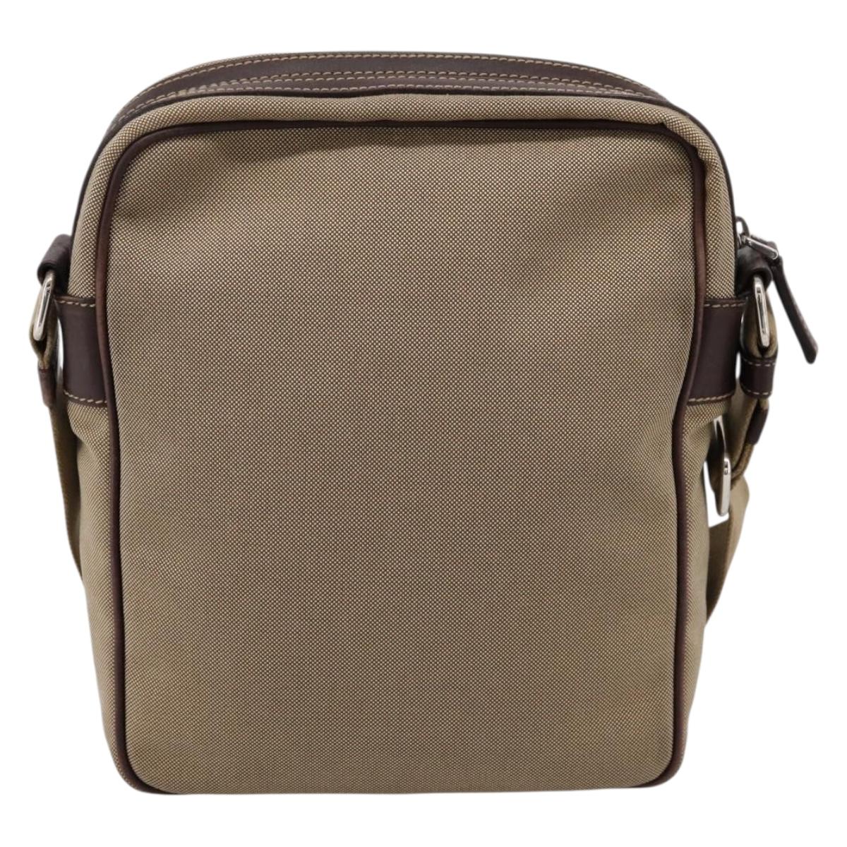 PRADA Shoulder Bag Canvas Brown Silver Auth mr2938