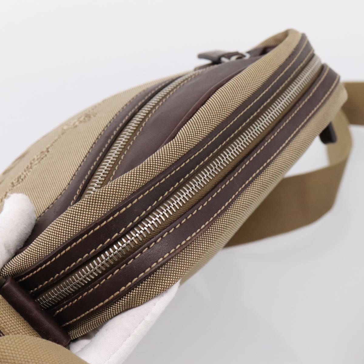 PRADA Shoulder Bag Canvas Brown Silver Auth mr2938
