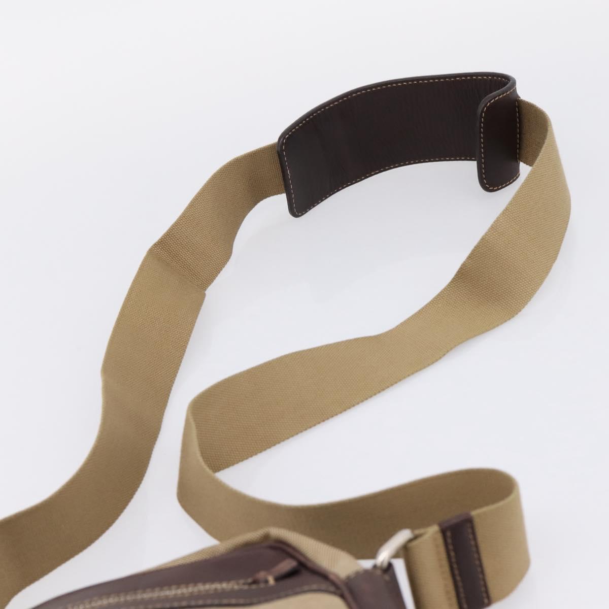 PRADA Shoulder Bag Canvas Brown Silver Auth mr2938