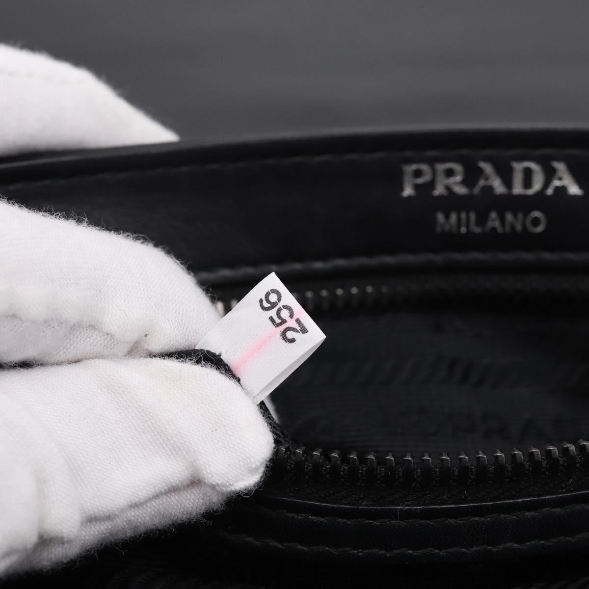 PRADA Chain Shoulder Bag Leather White Black Auth mr2939A