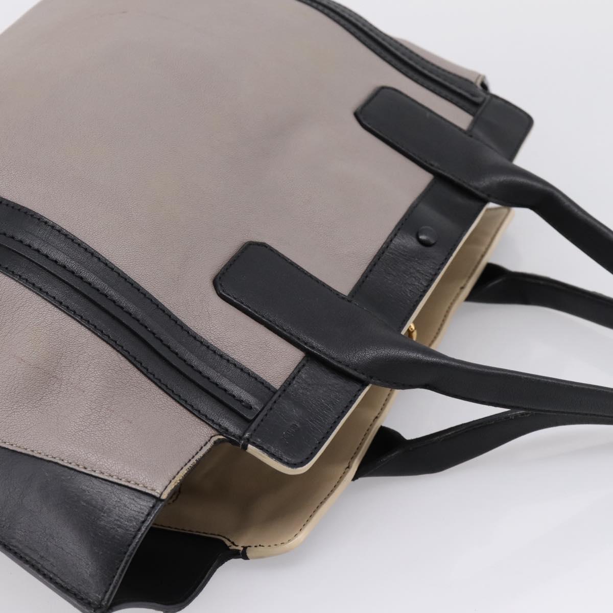 Chloe Hand Bag Leather Gray Gold Tone Auth mr2941