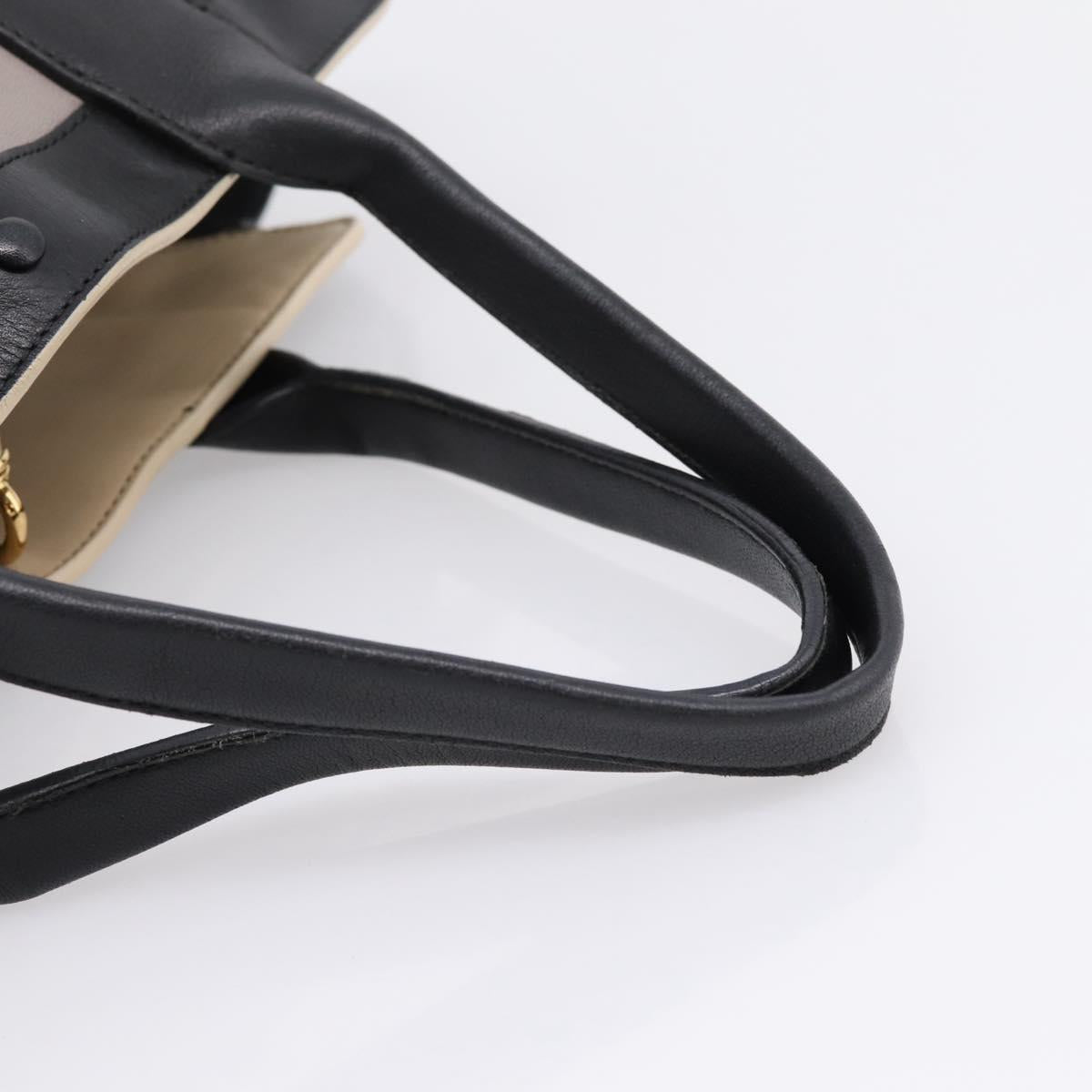Chloe Hand Bag Leather Gray Gold Tone Auth mr2941