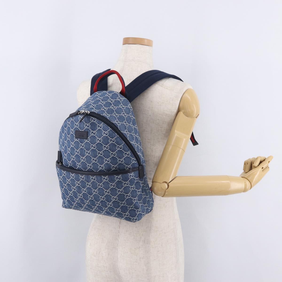 GUCCI Backpack Denim Blue Silver 782708 Auth mr2942V