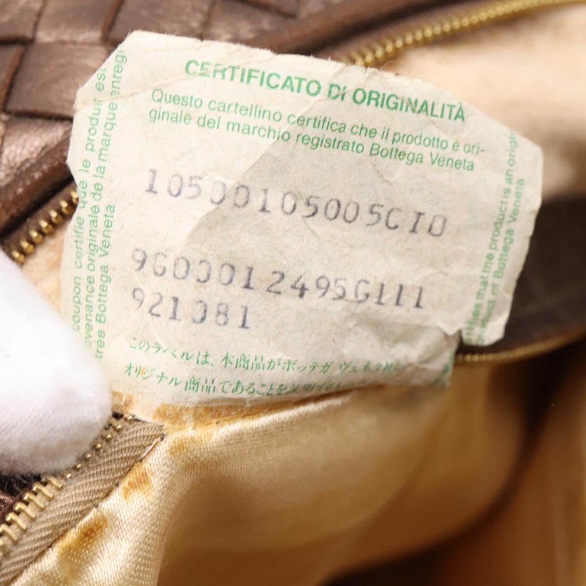 Bottega Veneta INTRECCIATO Shoulder Bag Leather Brown Gold Tone Auth mr2943A