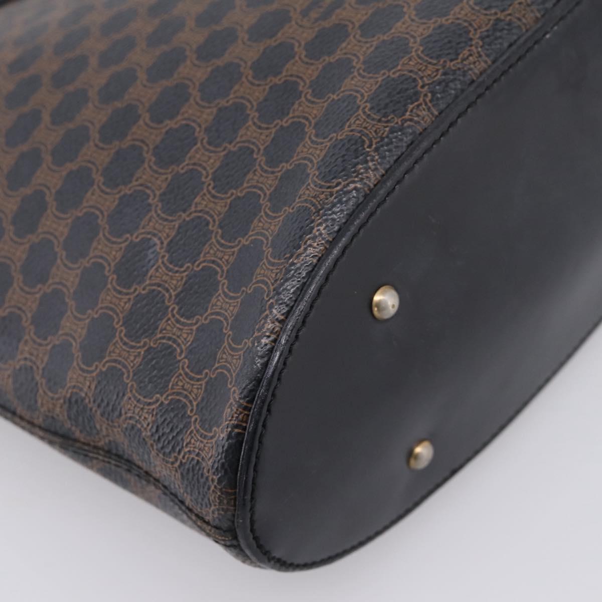 CELINE Macadam Canvas Hand Bag PVC Black Gold Tone Auth mr2944