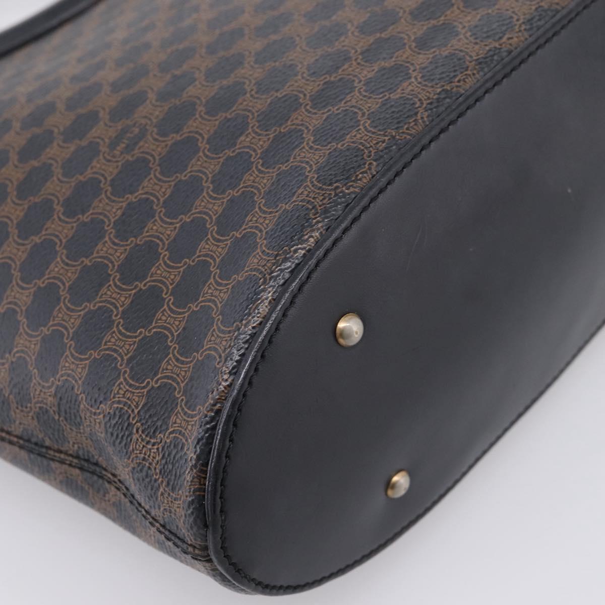 CELINE Macadam Canvas Hand Bag PVC Black Gold Tone Auth mr2944