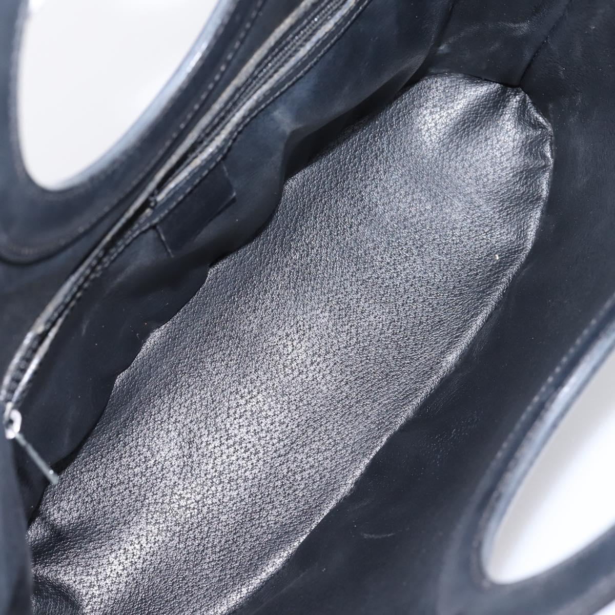 CELINE Macadam Canvas Hand Bag PVC Black Gold Tone Auth mr2944