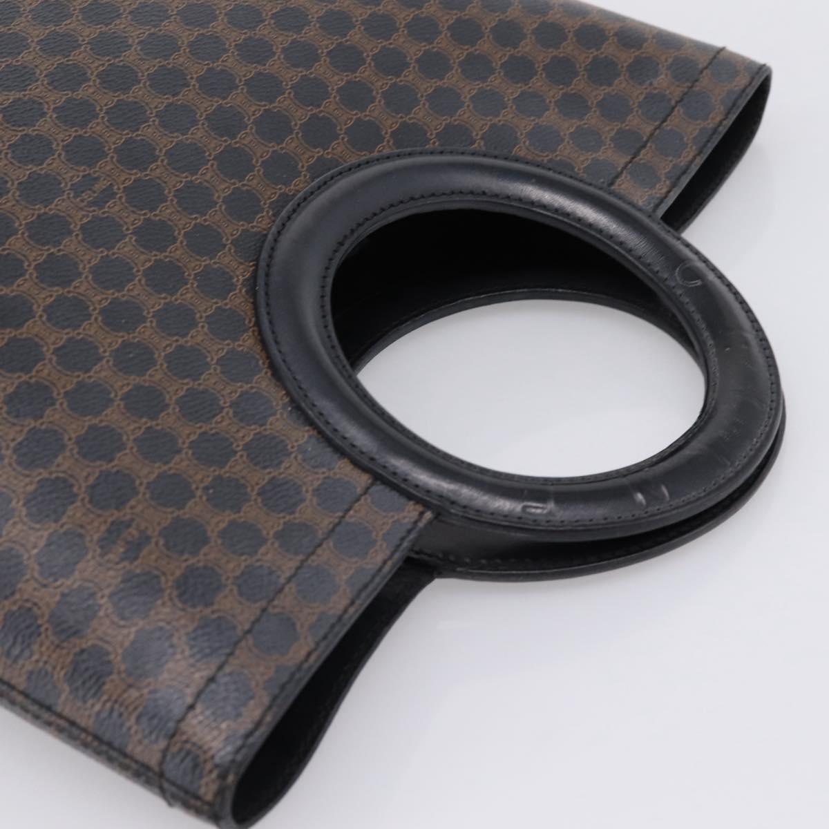 CELINE Macadam Canvas Hand Bag PVC Black Gold Tone Auth mr2944