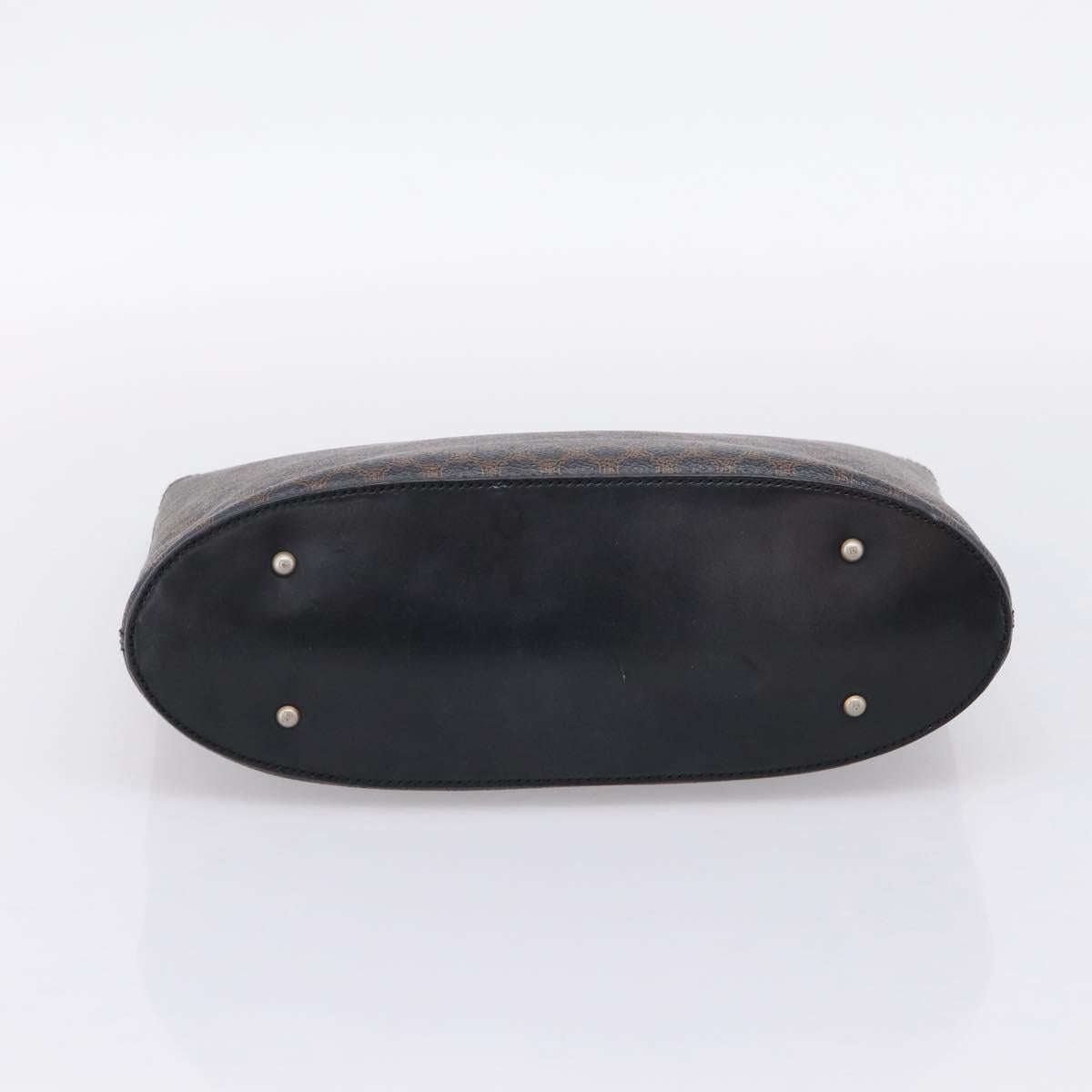 CELINE Macadam Canvas Hand Bag PVC Black Gold Tone Auth mr2944
