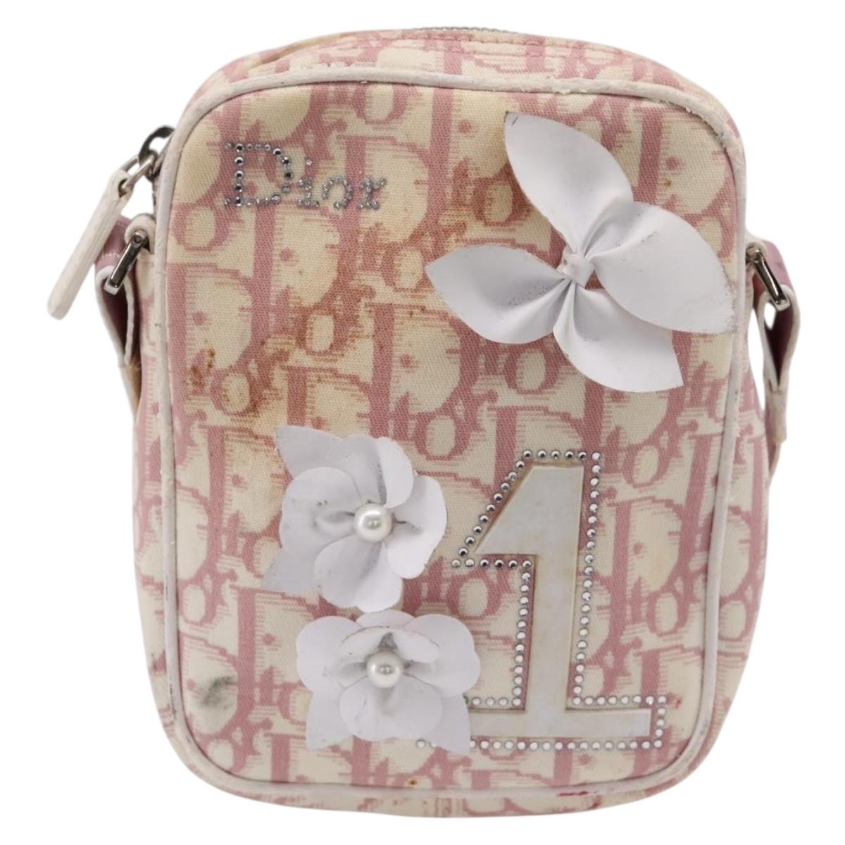 Christian Dior Trotter Shoulder Bag PVC Pink Silver Auth mr2945