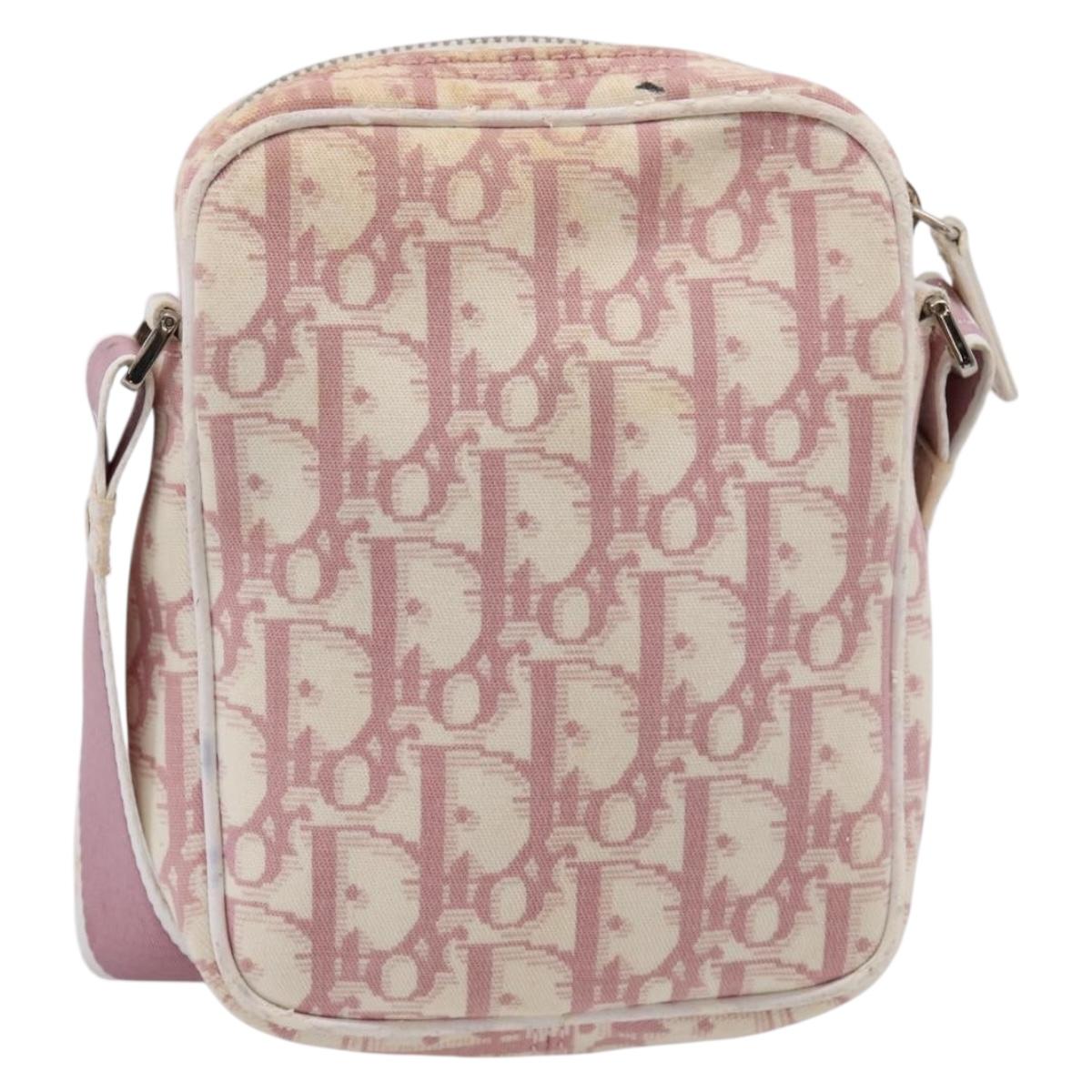 Christian Dior Trotter Shoulder Bag PVC Pink Silver Auth mr2945