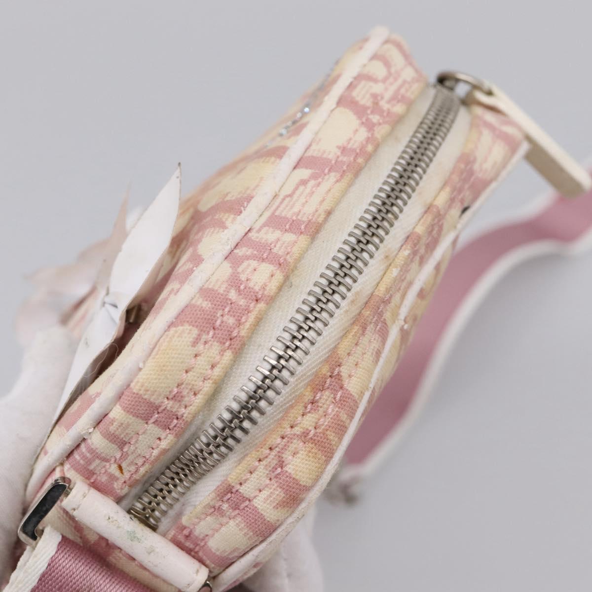 Christian Dior Trotter Shoulder Bag PVC Pink Silver Auth mr2945