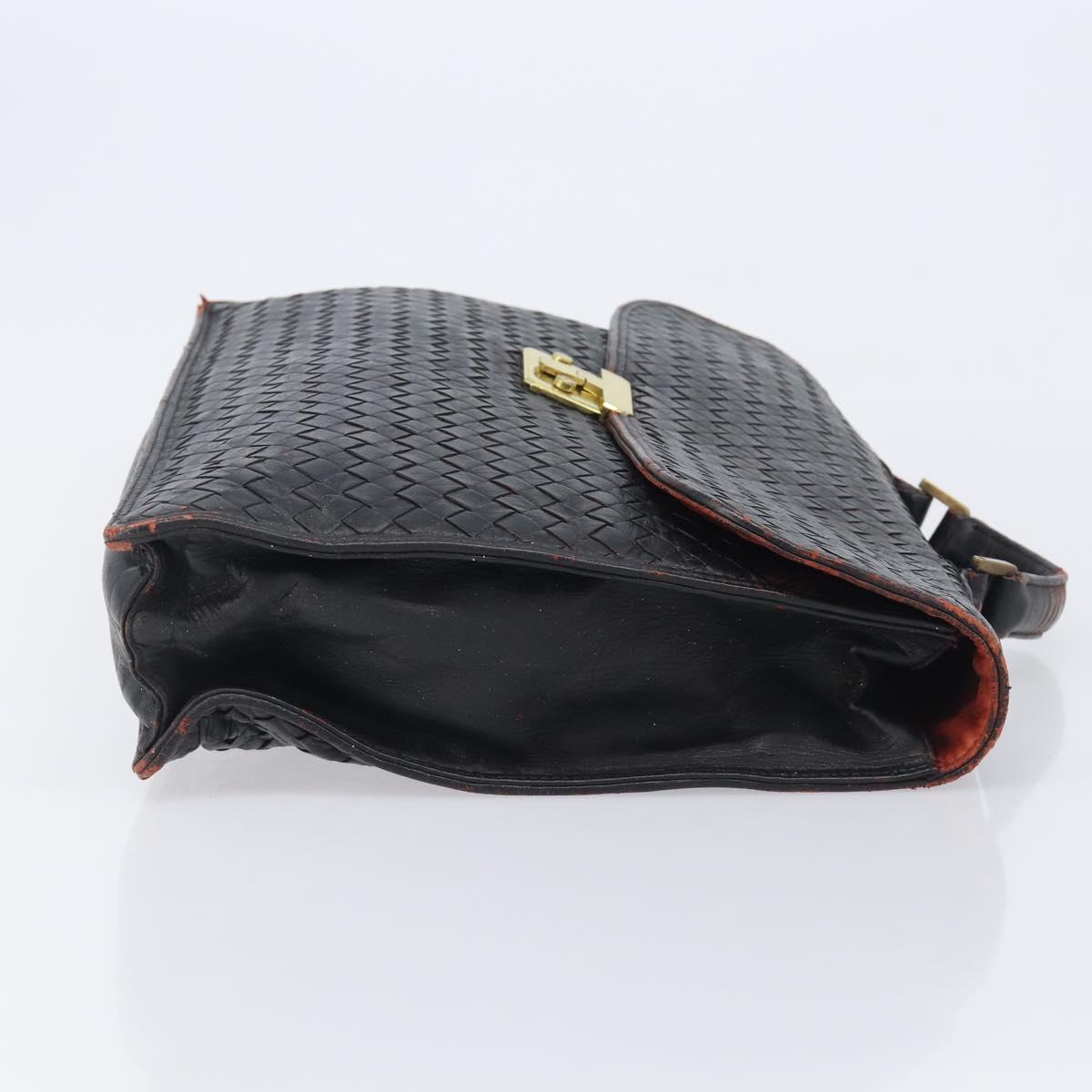 Bottega Veneta INTRECCIATO Business Clutch Bag Leather 2 Set Black Auth mr2949