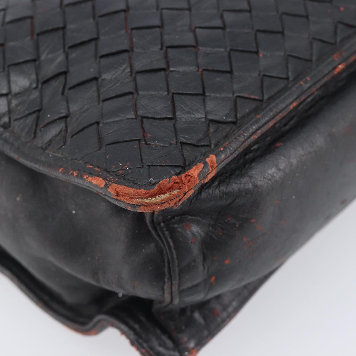 Bottega Veneta INTRECCIATO Business Clutch Bag Leather 2 Set Black Auth mr2949