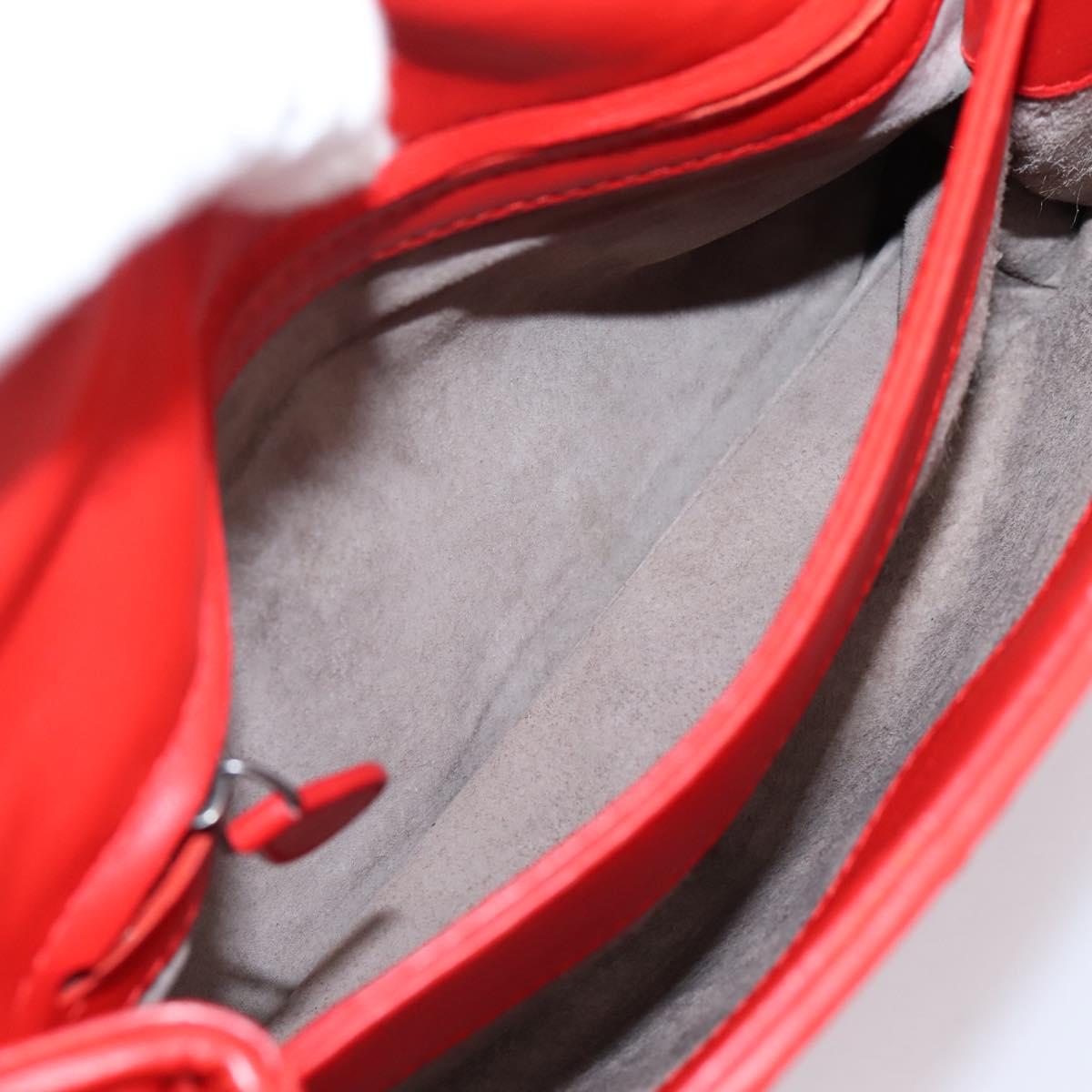 Bottega Veneta INTRECCIATO Chain Shoulder Bag Leather Red Auth mr2950A