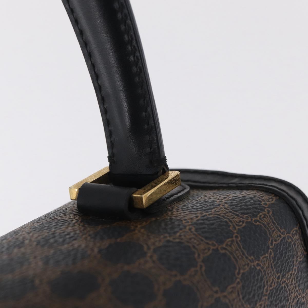 CELINE Macadam Canvas Hand Bag PVC Black Gold Tone Auth mr2952A