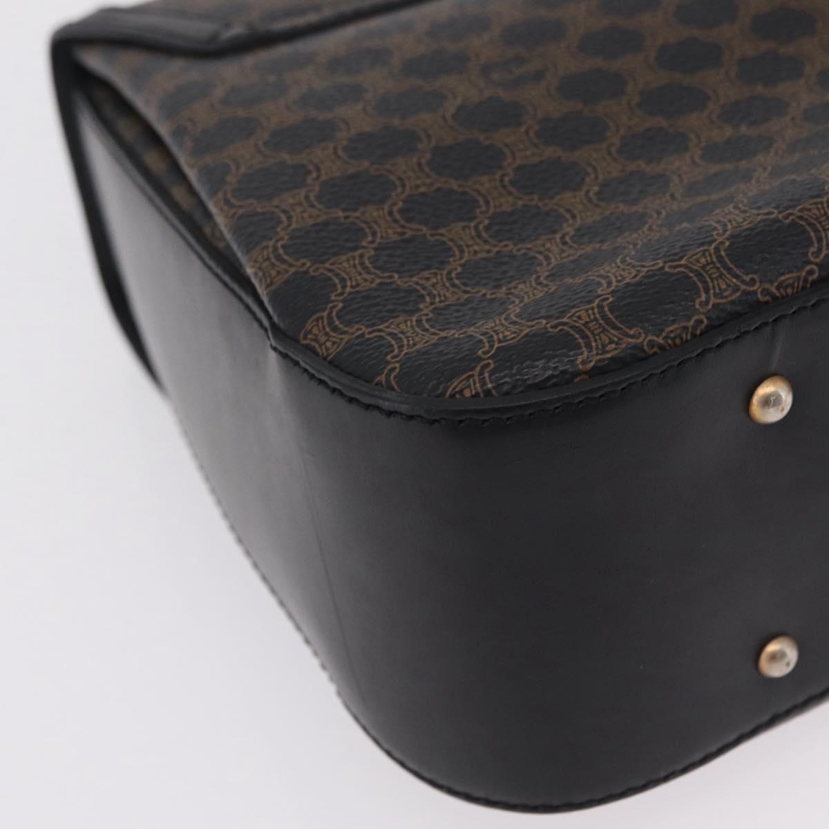 CELINE Macadam Canvas Hand Bag PVC Black Gold Tone Auth mr2952A