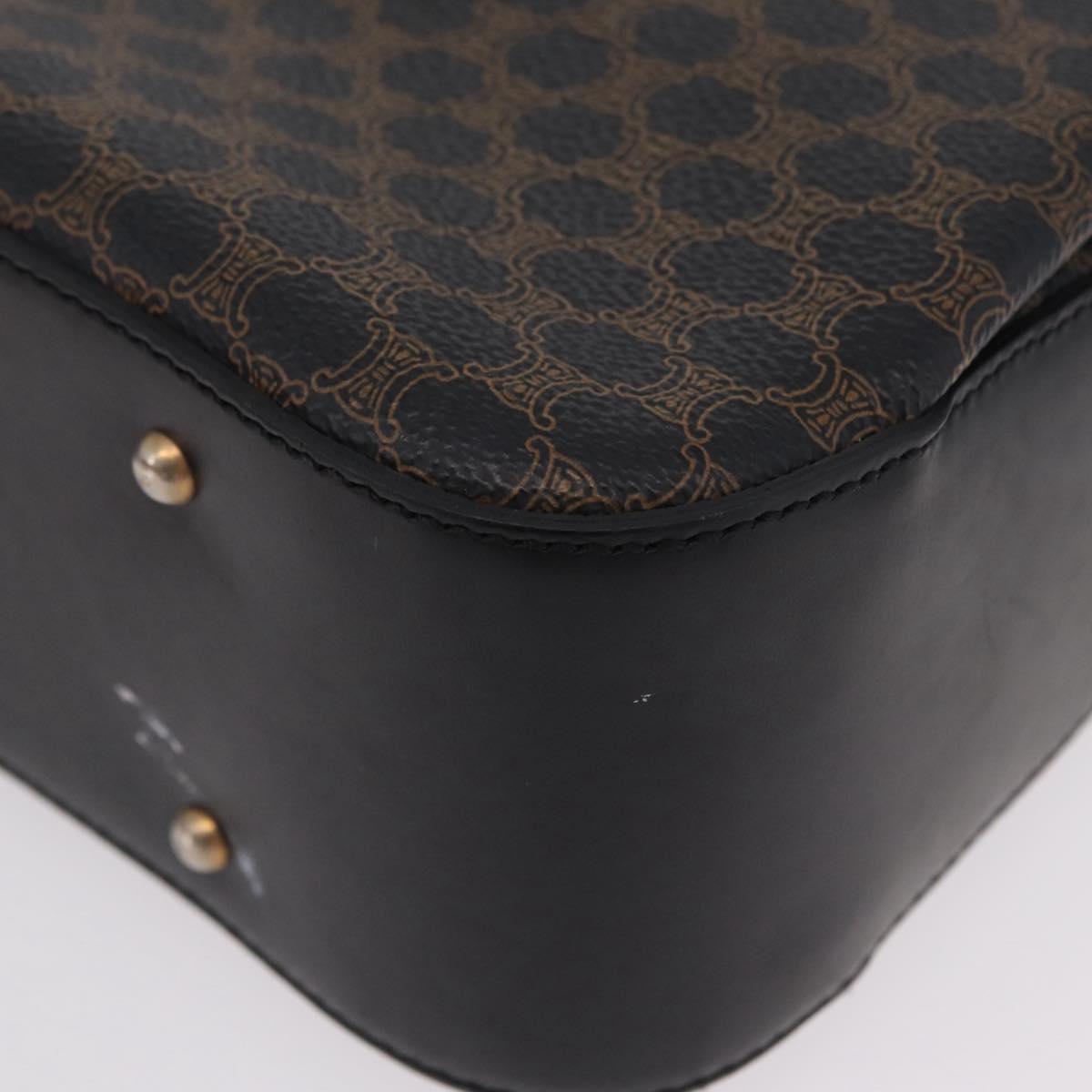 CELINE Macadam Canvas Hand Bag PVC Black Gold Tone Auth mr2952A