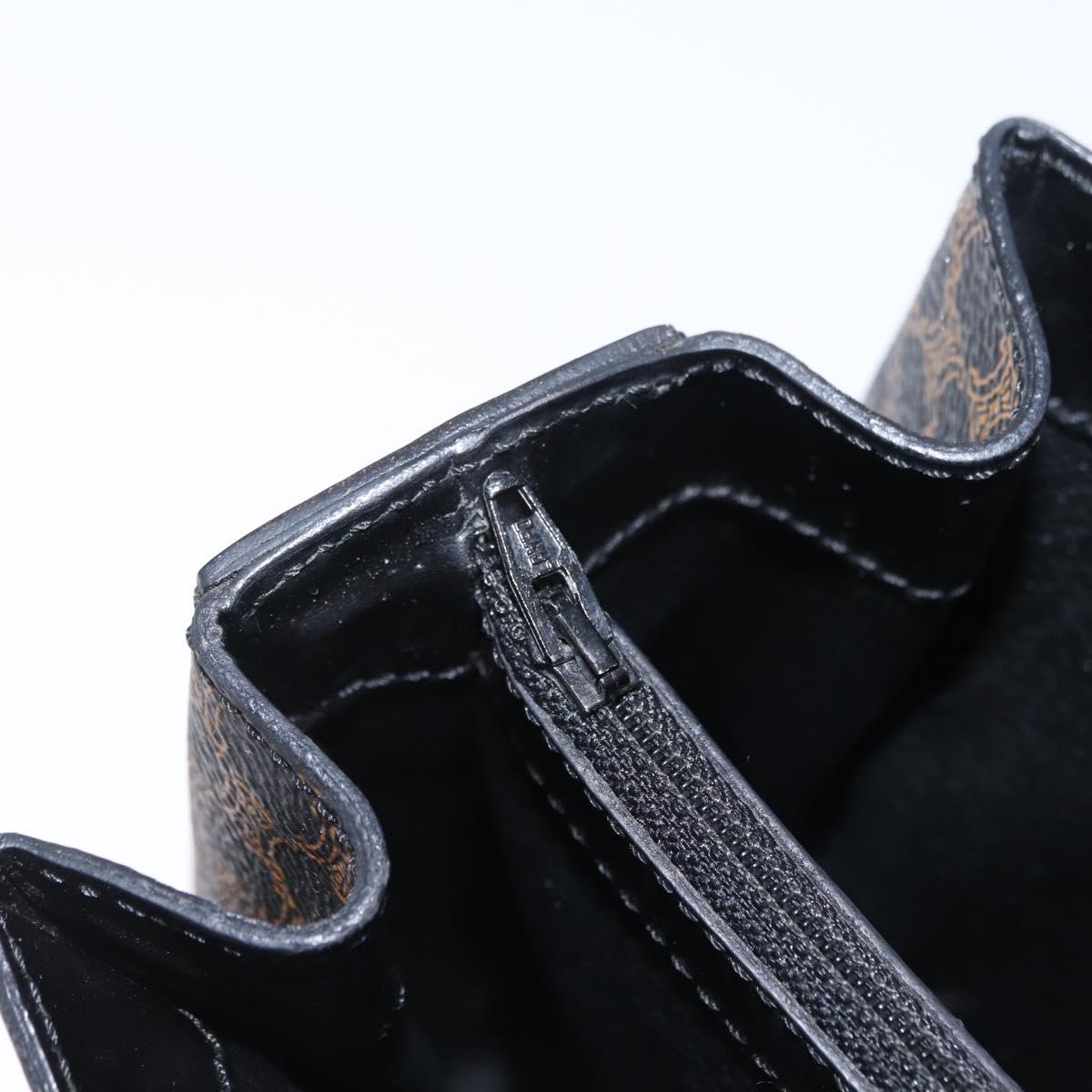 CELINE Macadam Canvas Hand Bag PVC Black Gold Tone Auth mr2952A