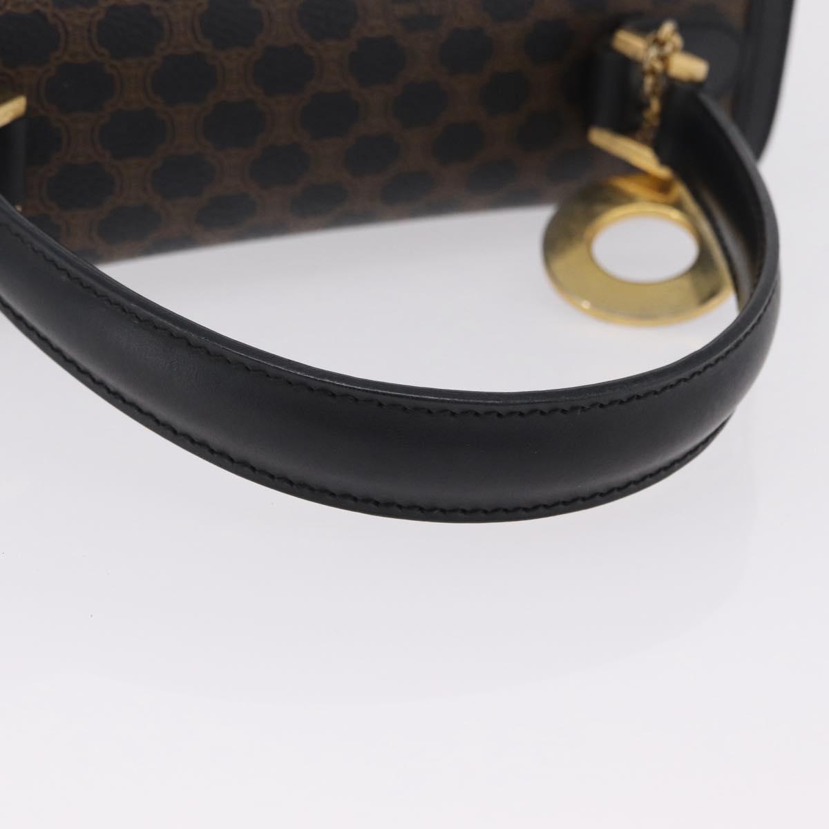 CELINE Macadam Canvas Hand Bag PVC Black Gold Tone Auth mr2952A