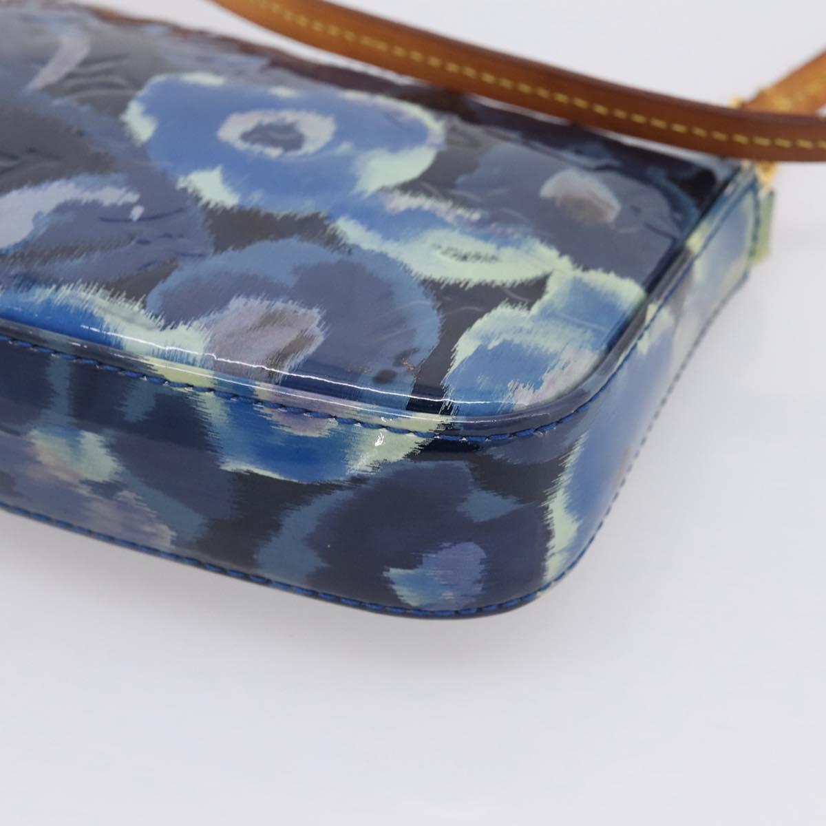 LOUIS VUITTON Vernis Ikat Flower Pochette Accessoires Blue M90041 Auth mr2953A