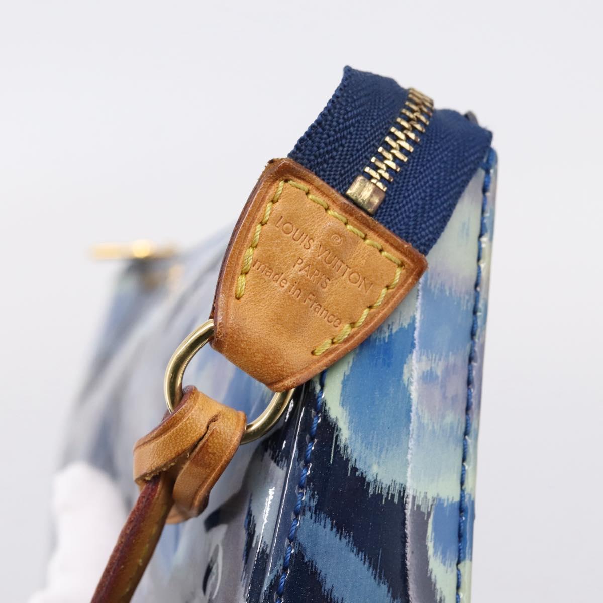 LOUIS VUITTON Vernis Ikat Flower Pochette Accessoires Blue M90041 Auth mr2953A