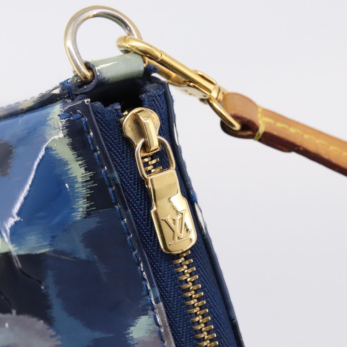 LOUIS VUITTON Vernis Ikat Flower Pochette Accessoires Blue M90041 Auth mr2953A