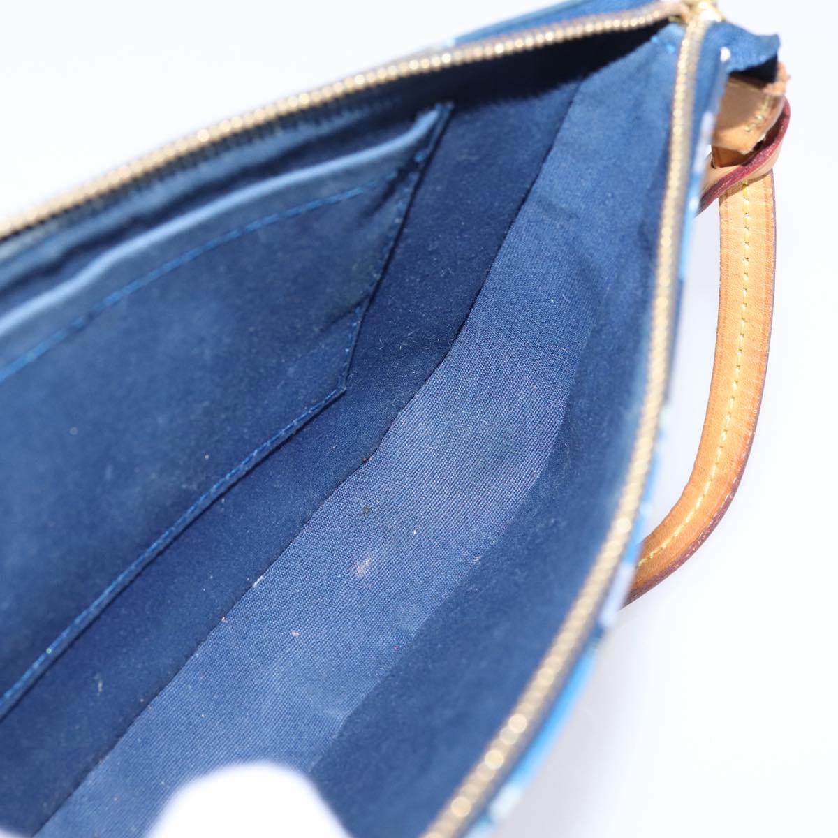 LOUIS VUITTON Vernis Ikat Flower Pochette Accessoires Blue M90041 Auth mr2953A