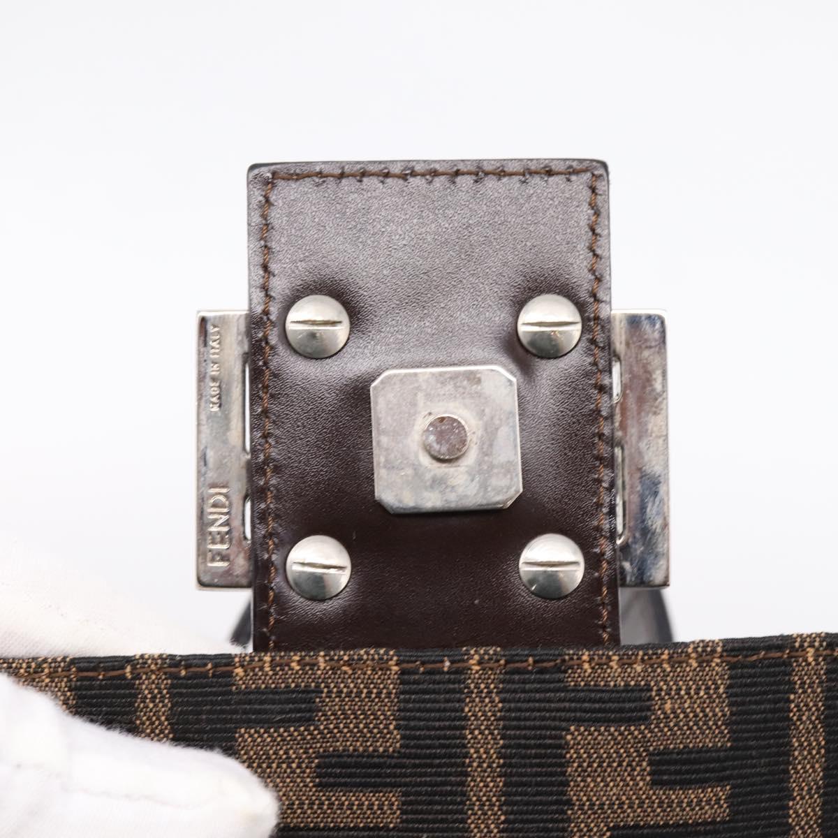 FENDI Zucca Canvas Mamma Baguette Shoulder Bag Brown Silver Auth mr2954V