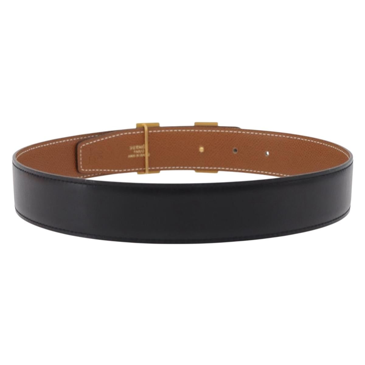 HERMES Belt Leather Black Brown Auth mr2956V