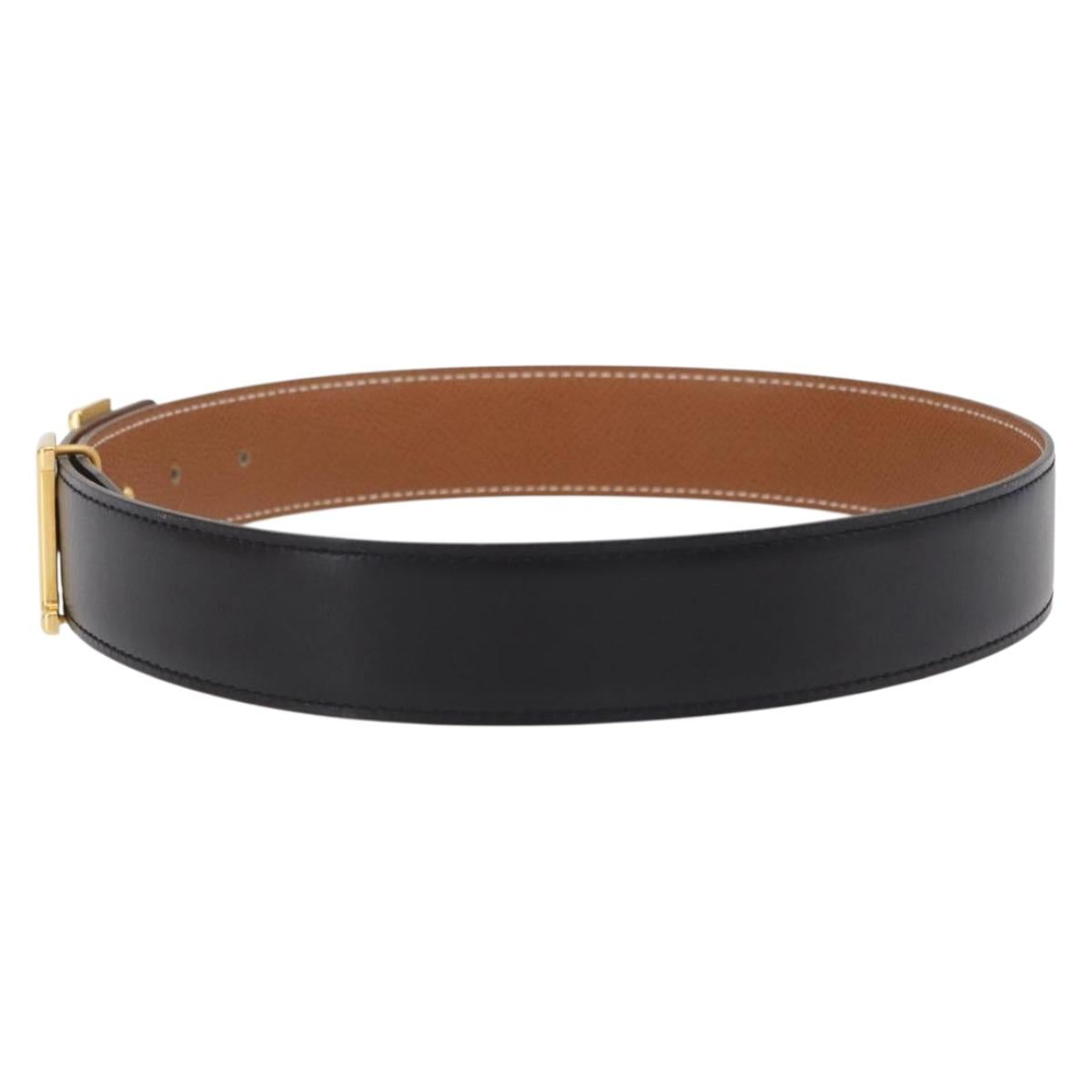 HERMES Belt Leather Black Brown Auth mr2956V