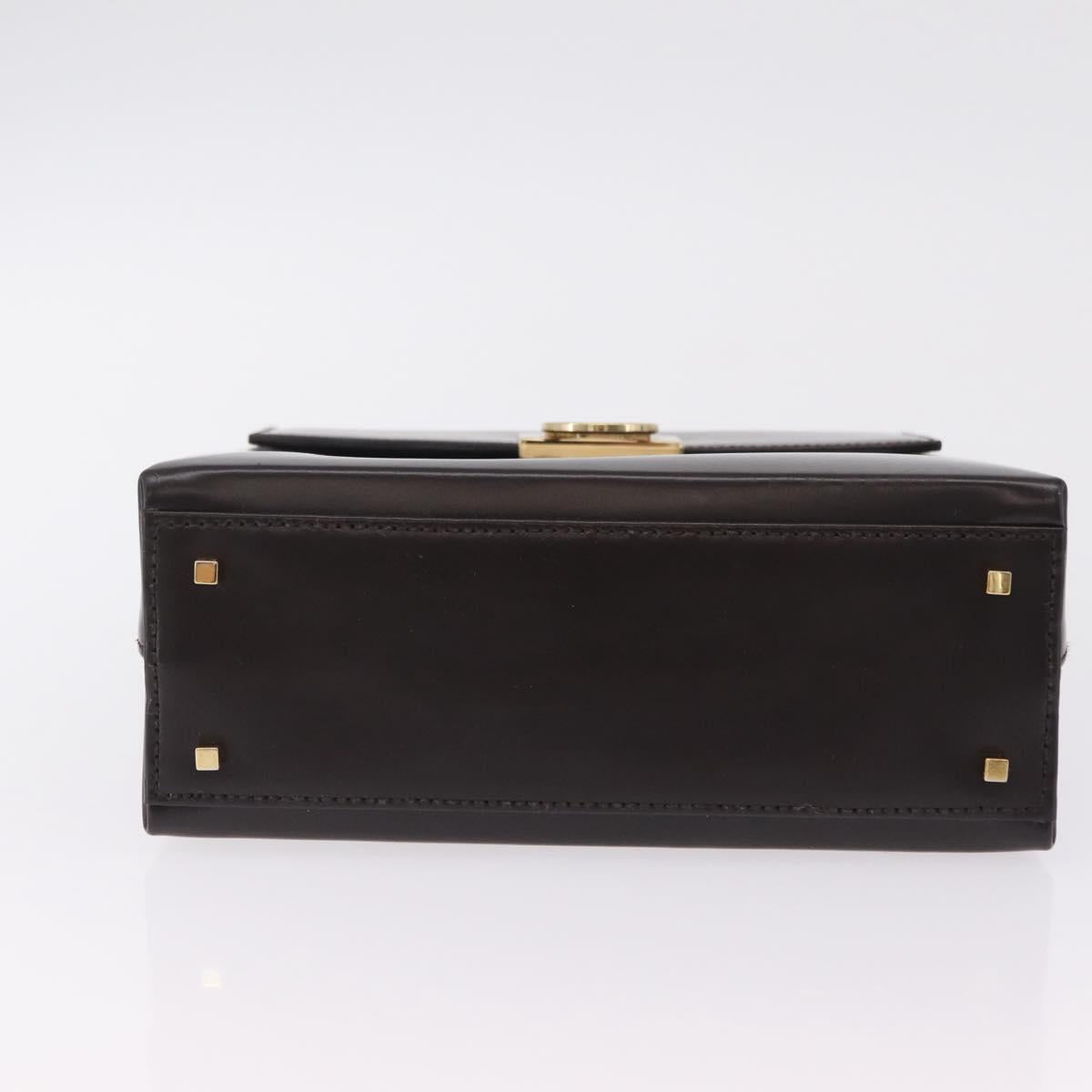 Salvatore Ferragamo Hand Bag Leather Brown Gold Tone Auth mr2958A