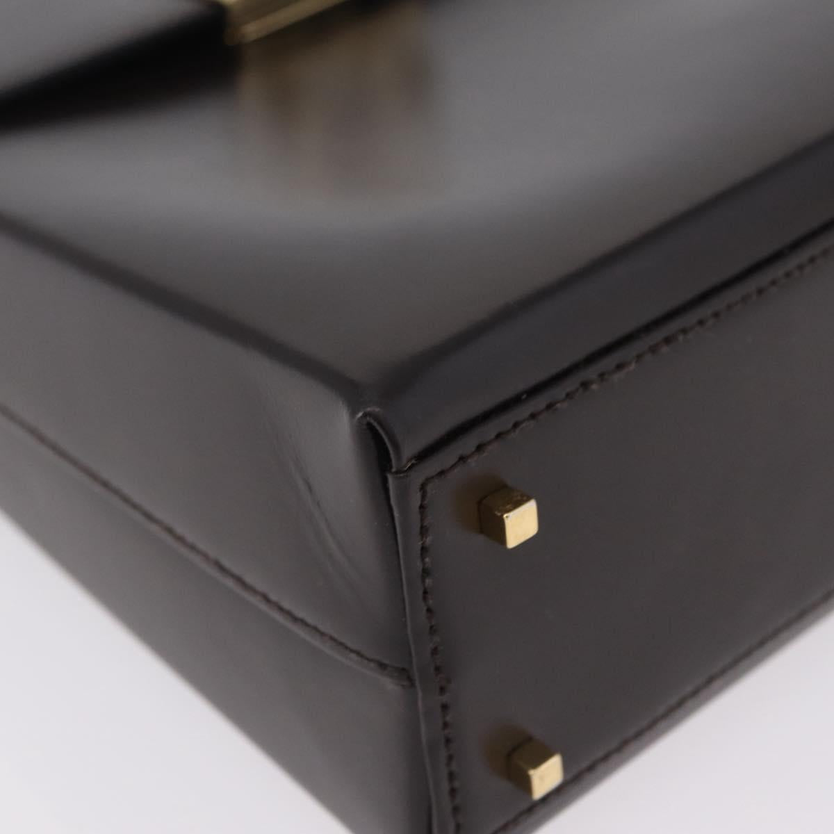 Salvatore Ferragamo Hand Bag Leather Brown Gold Tone Auth mr2958A