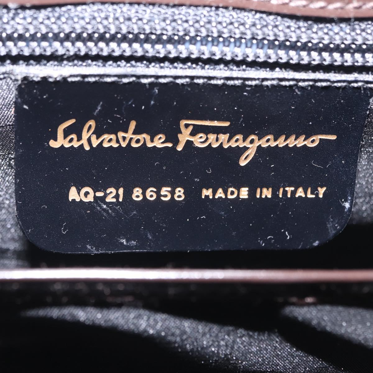 Salvatore Ferragamo Hand Bag Leather Brown Gold Tone Auth mr2958A