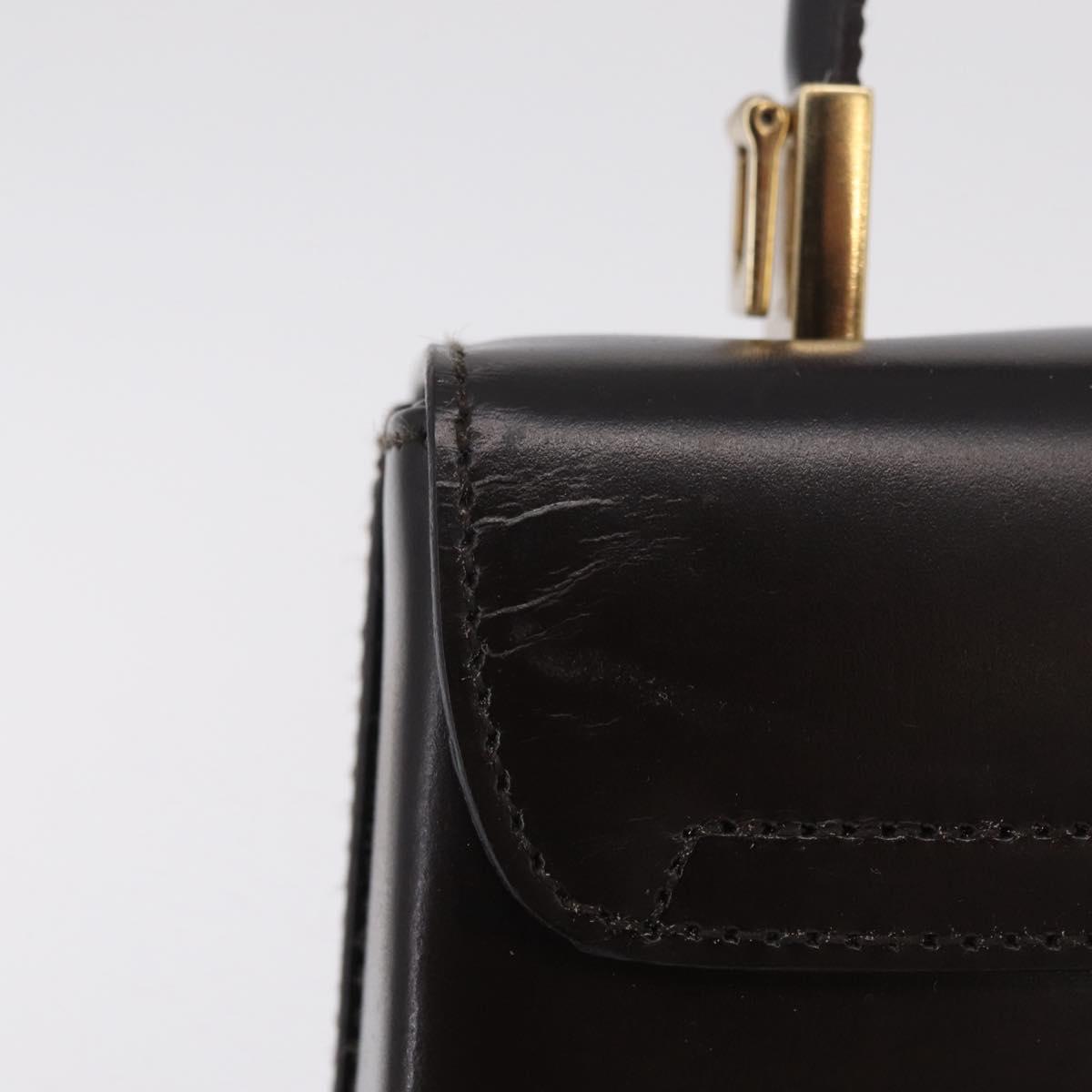 Salvatore Ferragamo Hand Bag Leather Brown Gold Tone Auth mr2958A