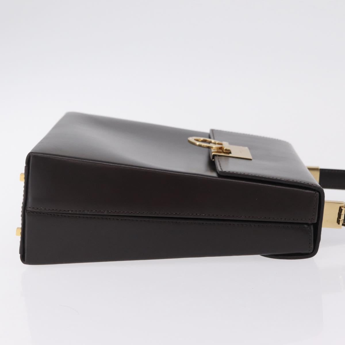 Salvatore Ferragamo Hand Bag Leather Brown Gold Tone Auth mr2958A