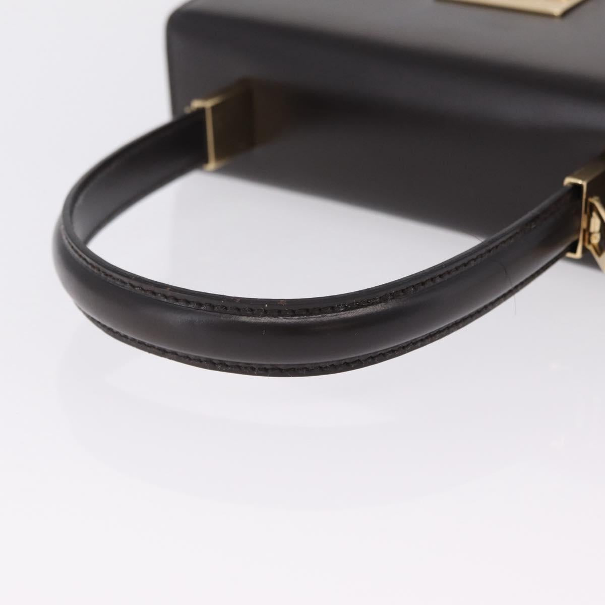 Salvatore Ferragamo Hand Bag Leather Brown Gold Tone Auth mr2958A