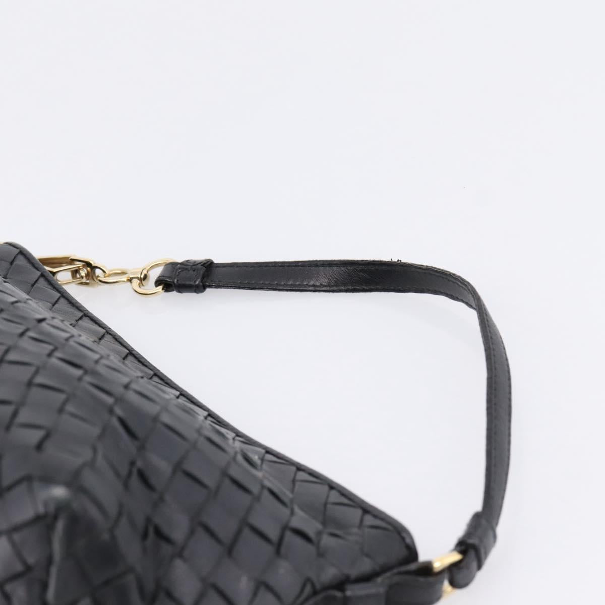 Bottega Veneta INTRECCIATO Accessory Pouch Leather Black Gold 196543 Auth mr2959