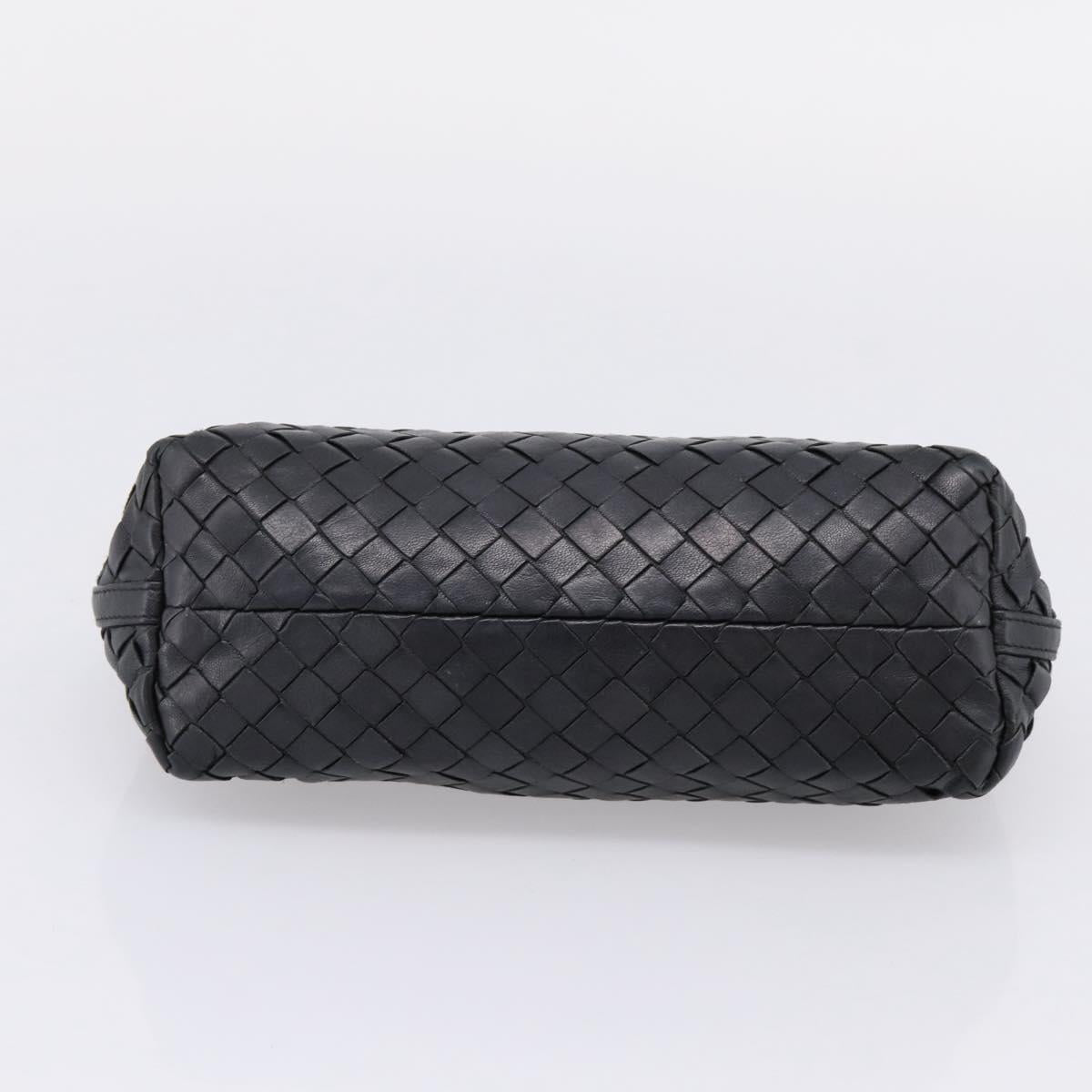 Bottega Veneta INTRECCIATO Accessory Pouch Leather Black Gold 196543 Auth mr2959