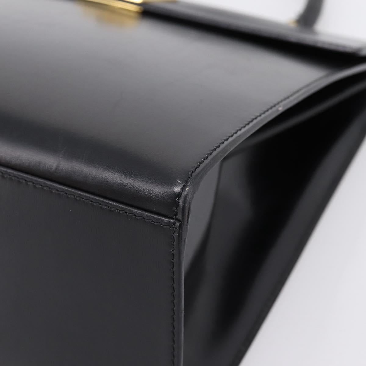 CELINE Hand Bag Leather Black Gold Tone Auth mr2961A