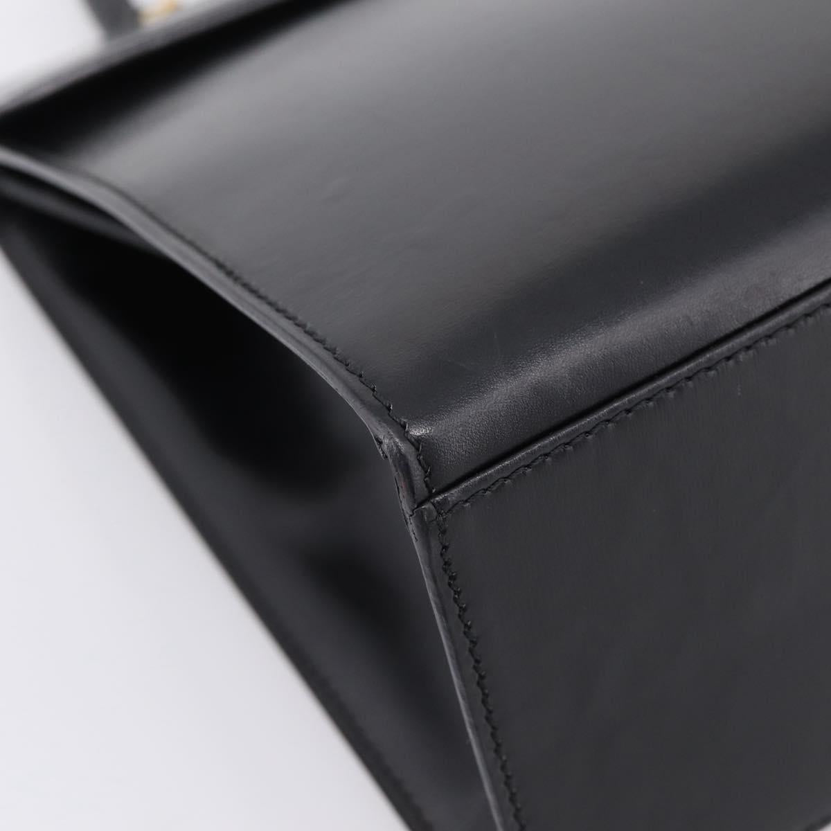 CELINE Hand Bag Leather Black Gold Tone Auth mr2961A