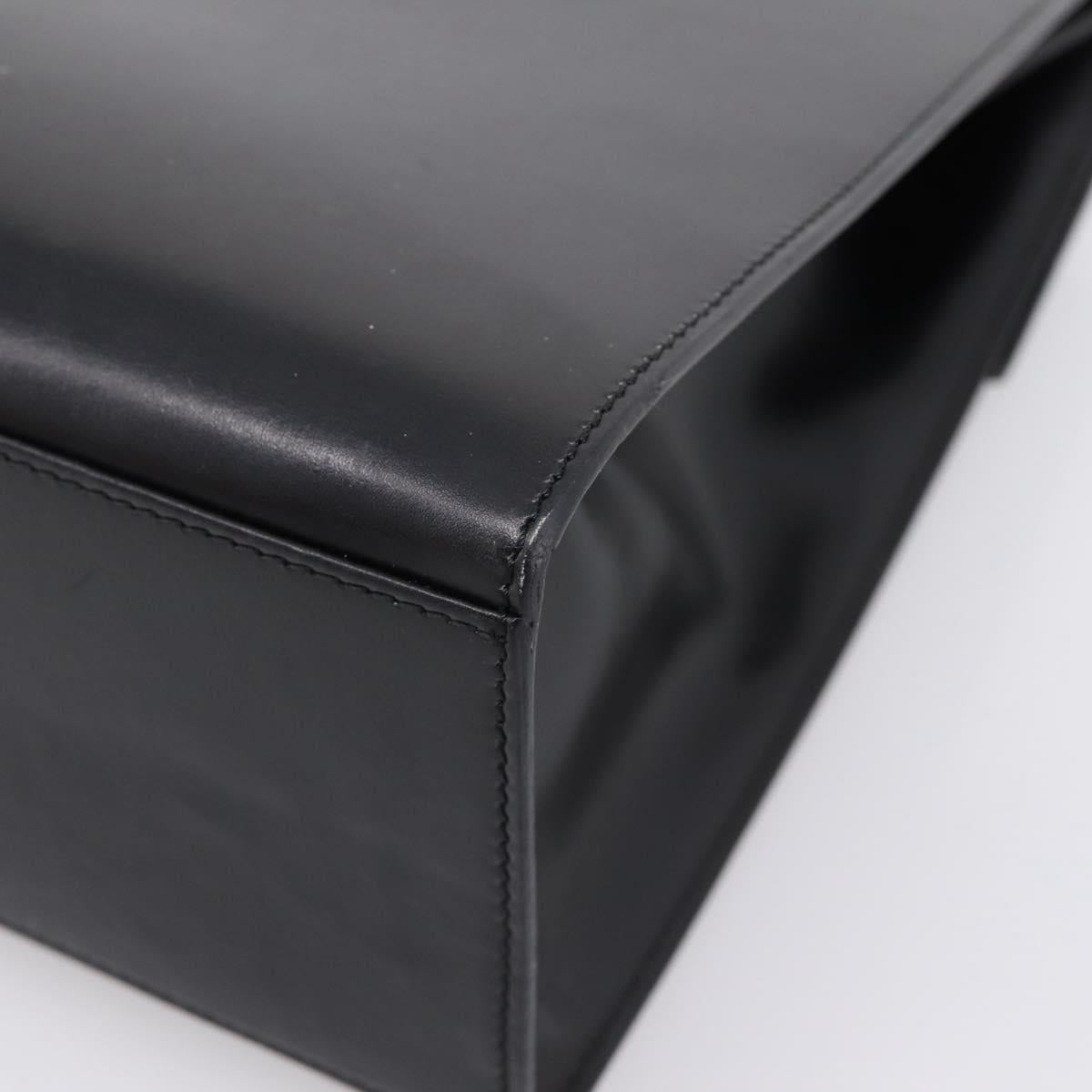 CELINE Hand Bag Leather Black Gold Tone Auth mr2961A