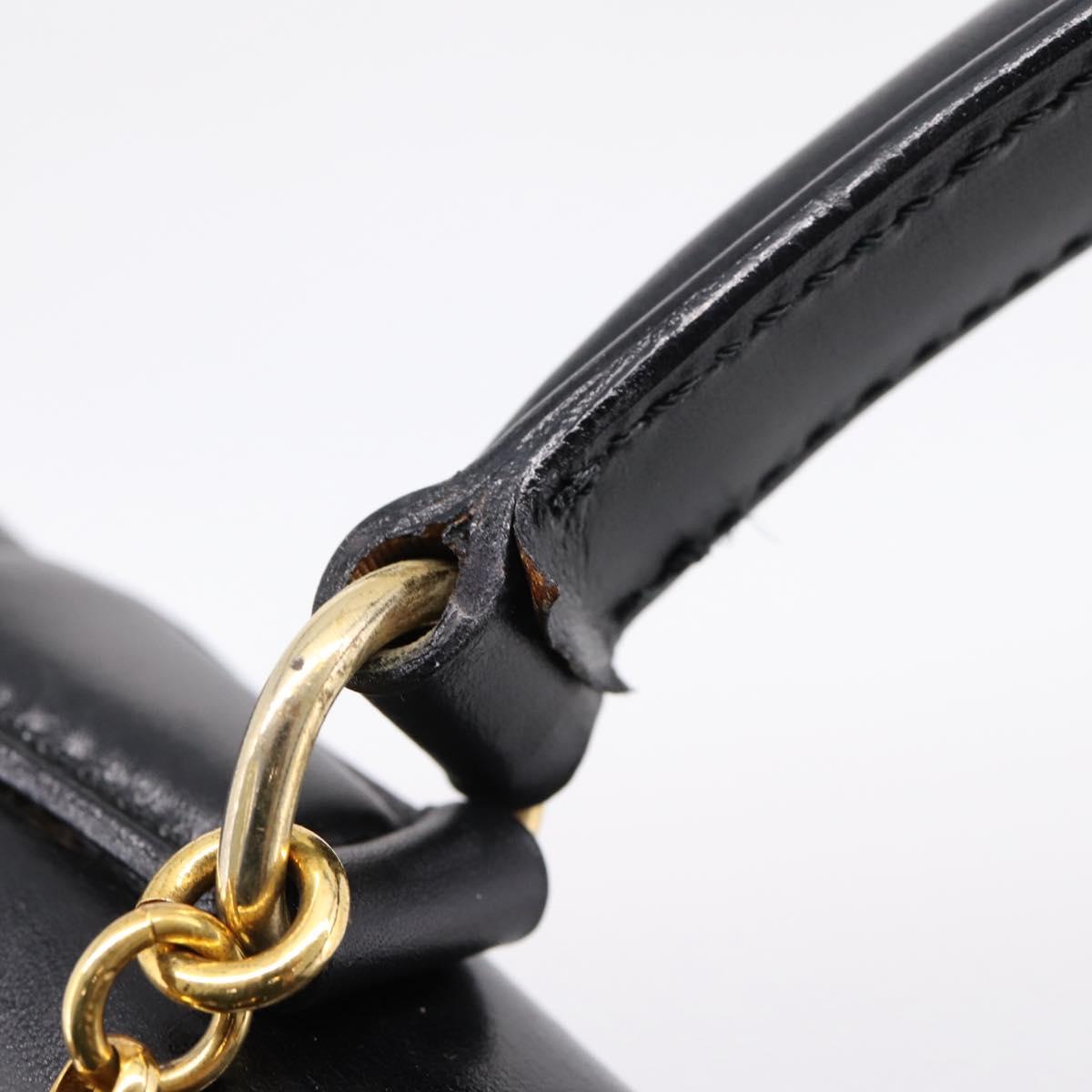 CELINE Hand Bag Leather Black Gold Tone Auth mr2961A