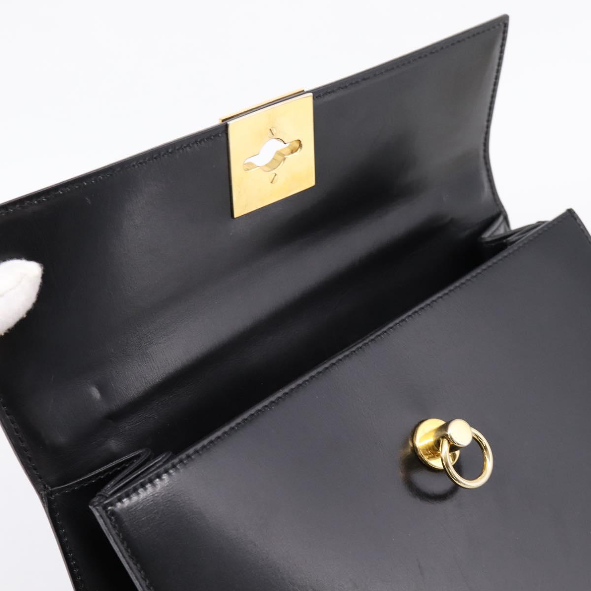 CELINE Hand Bag Leather Black Gold Tone Auth mr2961A