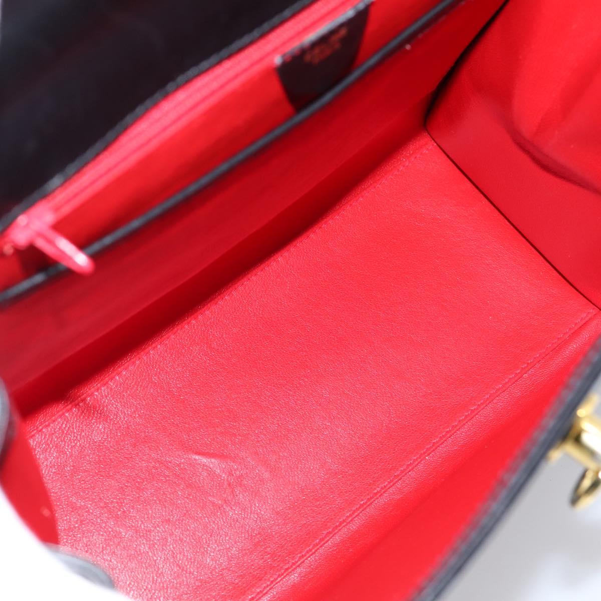 CELINE Hand Bag Leather Black Gold Tone Auth mr2961A