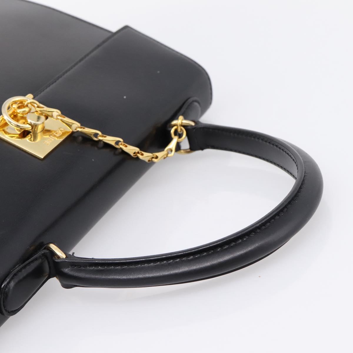 CELINE Hand Bag Leather Black Gold Tone Auth mr2961A