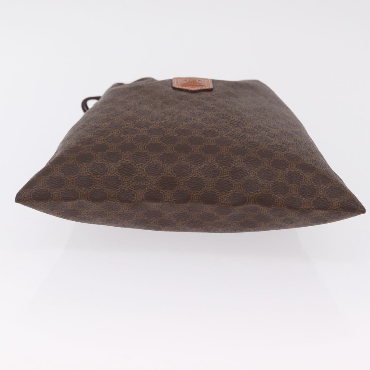 CELINE Macadam Canvas Pouch PVC Brown Gold Tone Auth mr2962