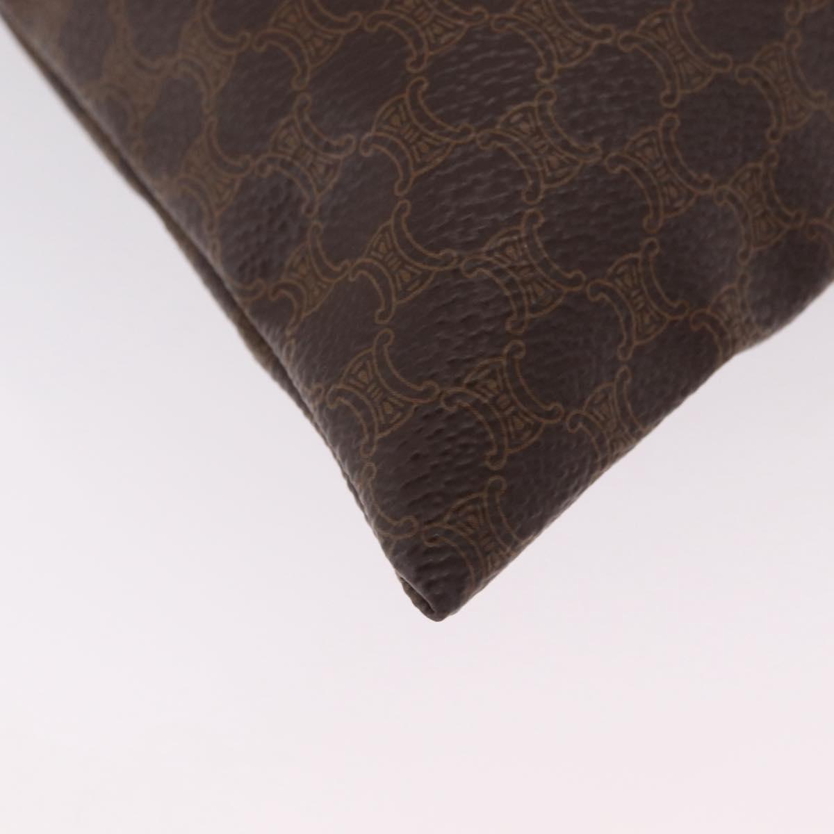CELINE Macadam Canvas Pouch PVC Brown Gold Tone Auth mr2962