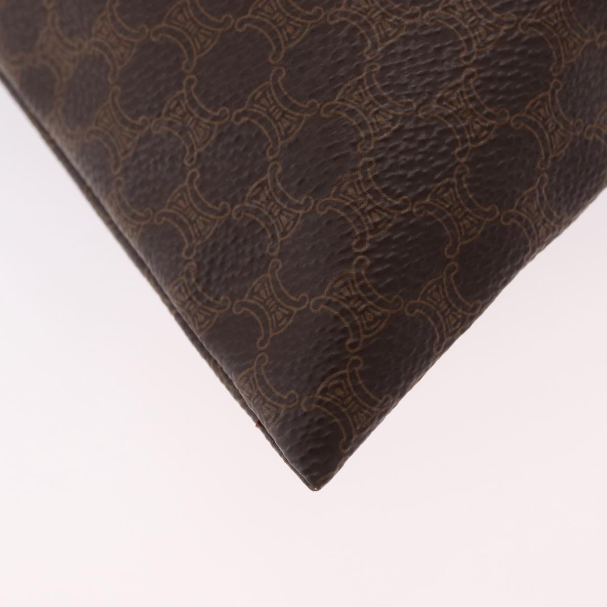 CELINE Macadam Canvas Pouch PVC Brown Gold Tone Auth mr2962